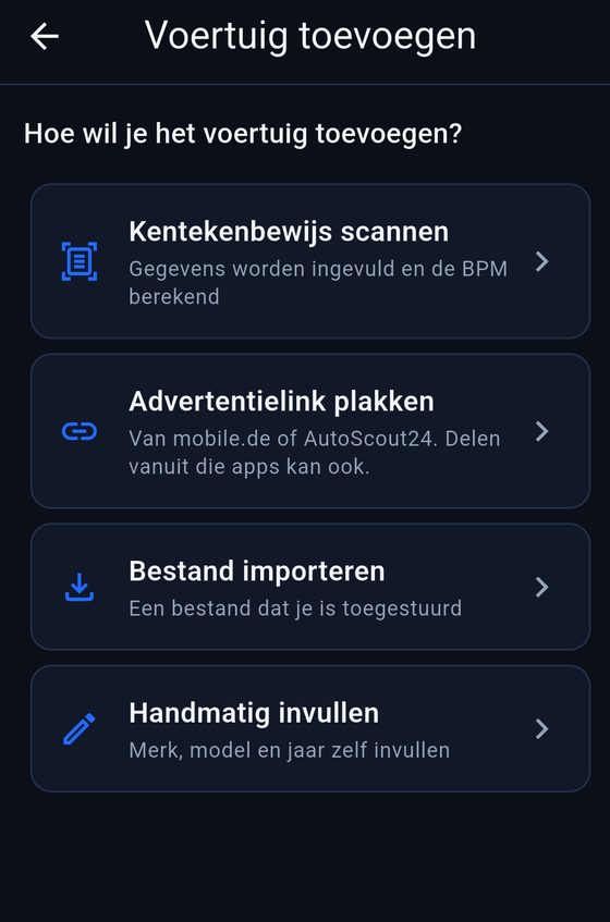 Voertuig toevoegen in ImportKlaro