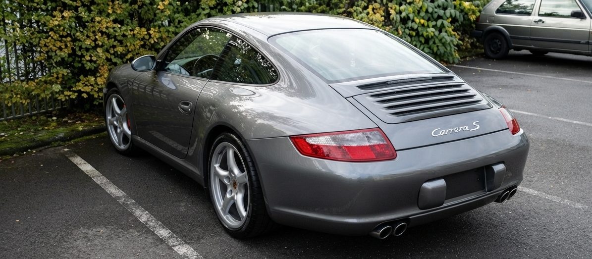 Grijze Porsche 911 Carrera S (997) bij de TÜV